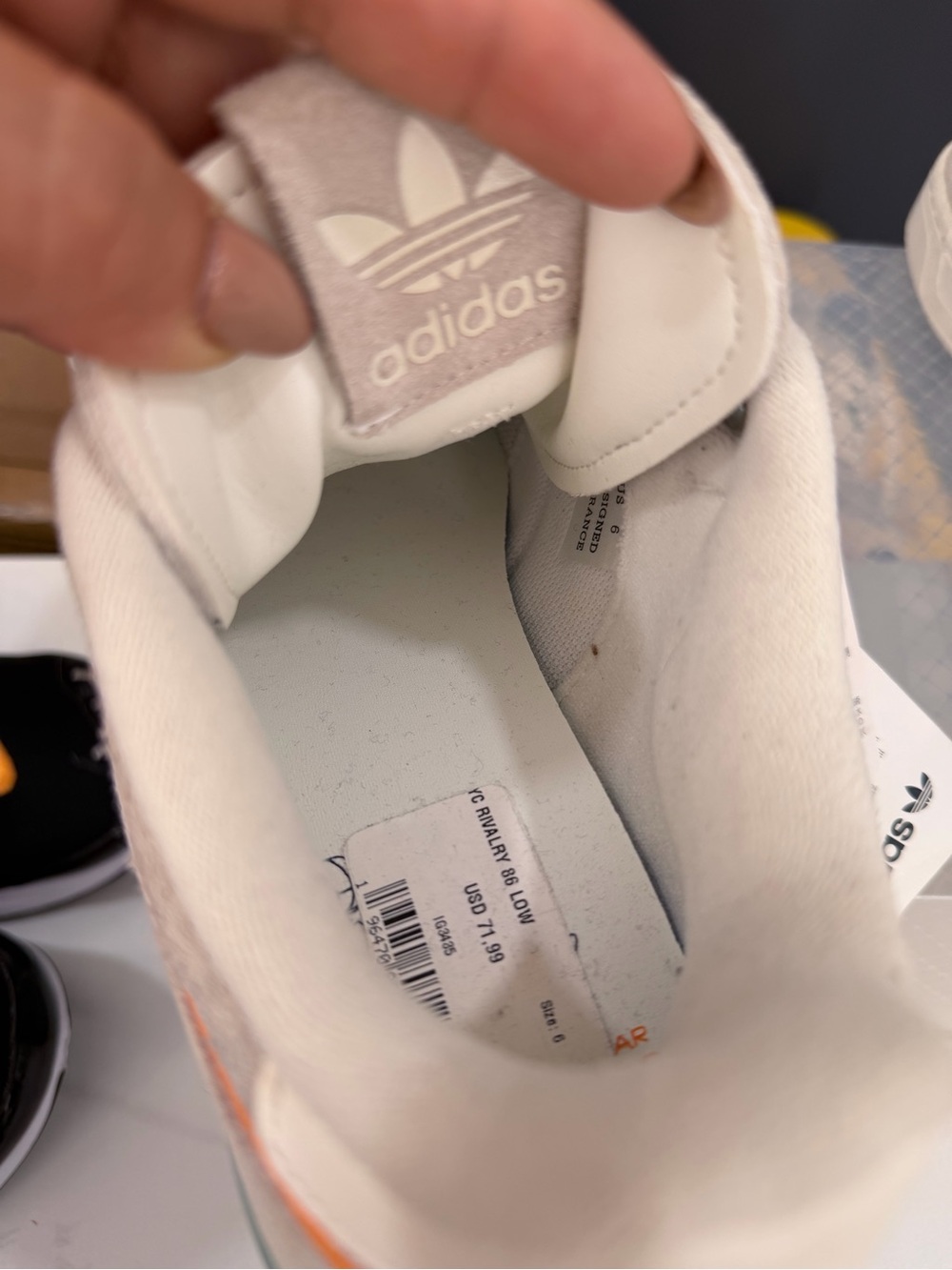 adidas Rivalry 86 Low Sneakers in Beige, Navy & Orange Accent - Picture 4 of 7